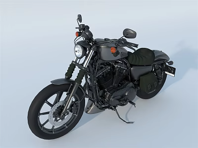 Classic Black Vintage Motorcycle With Round Headlight Leather Seat And Chrome Details 3d model