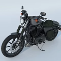 Classic Black Vintage Motorcycle With Round Headlight Leather Seat And Chrome Details