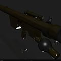 Golden Rocket Launcher With Mounted Scope Tactical Barrel And Sturdy Support Stand 3d model