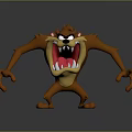 Angry Brown Game And Movie Character With Sharp Teeth Open Mouth And Aggressive Posture