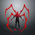Spider Man 3D Character Model With Black Red Costume And Red Mechanical Arms