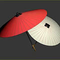 Red Umbrella With Vibrant Red Canopy And Black Center Decoration Displayed