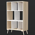 Light Wood Open Shelf Unit With White Compartments And Multiple Storage Design