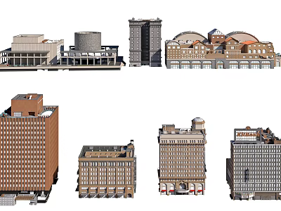 Diverse Architectural Building Models Showcasing Modern And Classic Design Styles 3d model