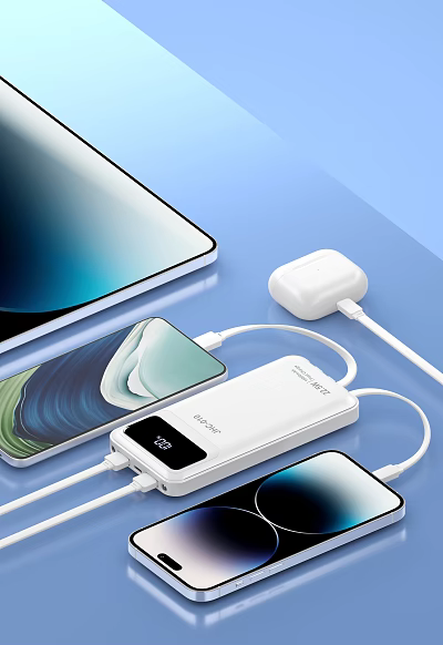 Latest Smartphones with Portable Power Bank Wireless Earbuds and Charging Setup 3d model