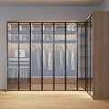 Modern Luxury Corner Walk In Wardrobe With Glass Doors And Built In Warm Lighting
