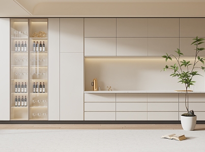 Modern Wine Cabinet Cream Wine Cabinet 3d model