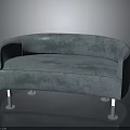 Curved Blue Upholstered Sofa With White Legs And Comfortable Modern Design