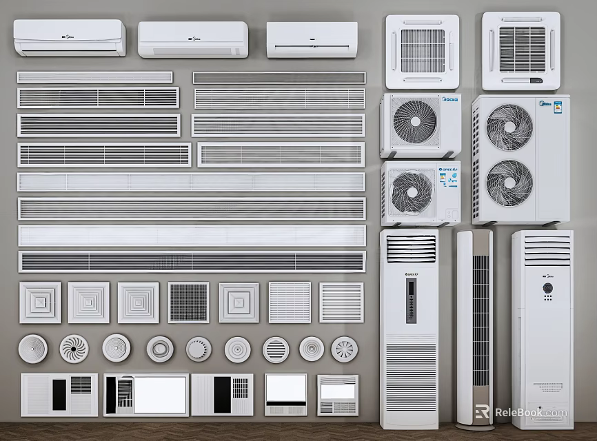Various Types Of Air Conditioner Air Outlets 3d model 