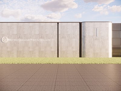 Residential area landscape wall enclosure grid fence 3d model