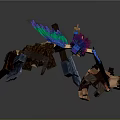 Fantasy Characters And Creatures With Large Axe Colorful Wings And Muscular Build