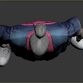 Stylish Character With Gray Hair Mask Blue Pink Striped Shirt Black Pants White Shoes