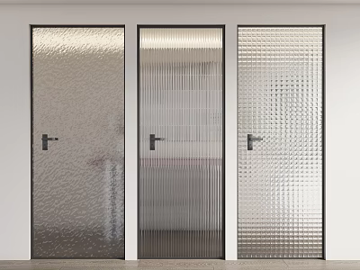 Modern Sliding Doors With Frosted Ribbed And Textured Glass Black Frame Interior Design 3d model
