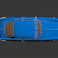 Shiny Blue Vintage Classic Car With Smooth Body And Reflection On Dark Surface
