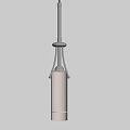 Contemporary Chrome Pendant Light With Cylindrical White Illuminated Shade Hanging From Ceiling