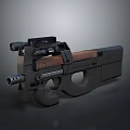 Advanced Modern Tactical Firearm With Scope And Wooden Stock Design Structure Features