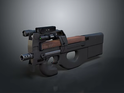 Advanced Modern Tactical Firearm With Scope And Wooden Stock Design Structure Features 3d model