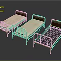 Three White Metal Frame Beds With Wooden Headboards And Light Colored Mattresses
