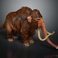 Woolly Mammoth 3D Rendering With Brown Fur And Long Curved Tusks