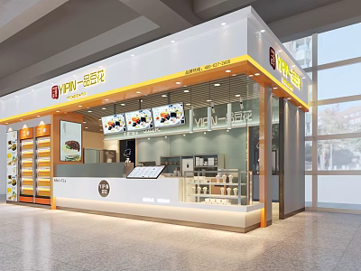 Modern Dessert Shop Interior With Glass Display Cases Counter And Bright Lighting 3d model