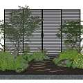 Garden Greenery With Slatted Screen Various Plants Shrubs And Stepping Stones Path