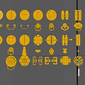 Golden Door Handles With Various Traditional Designs Displayed On Black Background