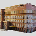 Classical Style Multi story Building Model Featuring Balconies Arched Windows And Street Lamp