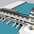 New Chinese-style Sluice Covered Bridge Sluice 3d model