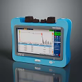 EXO Blue Analytical Device With Screen Showing Charts Data And Black Top Components
