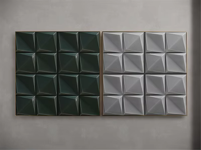 Dark Green And Grey 3D Square Geometric Wall Art For Modern Home Decor 3d model
