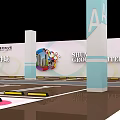 Pink Themed Parking Lot With Heart Shaped Markings And Decorated Columns