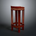 Wooden Bar Stool with Vintage Design Round Top and Decorative Leg Structure