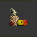 Vibrant Fresh Assorted Fruits Display With Pineapple Red Yellow Apples And Plum