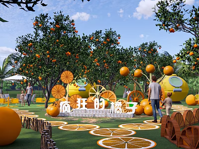 Modern Picking Orchard Fruit Tree Park Landscape Citrus Forest Orange Picking Garden Citrus Landscape Wall Sick Agricultural Planting Sub-Farm 3d model