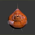 Vibrant Orange Spotted Round Fish With Bulbous Body And White Spots