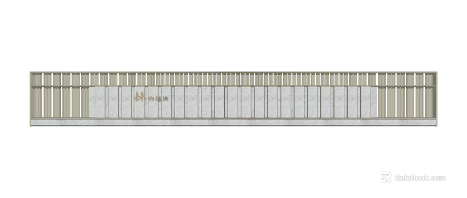 Modern Feature Wall Design With Marble Panels And Metal Railings 3d model 