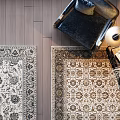 Square Rugs With Traditional Ornate Patterns In Beige And Dark Tones For Living Room