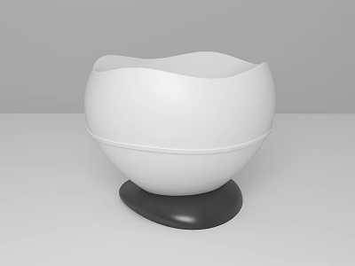 Modern White Stool With Black Base And Curved Contoured Seat Design 3d model