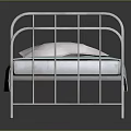 Single Metal Frame Bed With Light Green Sheet And White Pillow 3d model