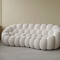 White Curved Two Seater Sofa With Bubble Design In Minimalist Interior Space 3d model