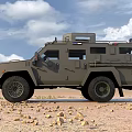Gray Armored Military Car With Police Lights For Off Road Use