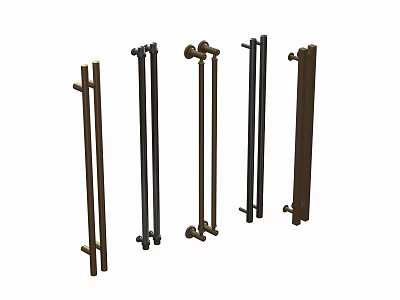 Various Modern Metal Handles with Different Colors and Sleek Designs for Furniture Doors 3d model