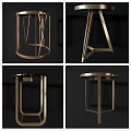 Modern Round Side Tables With Golden Metal Frames And Geometric Base Designs 3d model