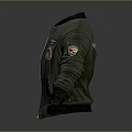 Pilot Style Dark Green Jacket With Red Lining And Decorative Patches 3d model