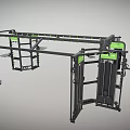 Multi Functional Gym Training Equipment With Black Green Structure And Multiple Workout Stations