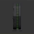Modern Vertical Speaker With Gray Enclosure Green Illuminated Mesh Grille Design