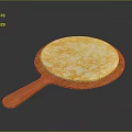 Freshly Baked Golden Brown Flatbread with Fluffy Texture Served on Wooden Paddle