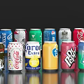 Assorted Canned Beverages Collection With Colorful Designs And Various Brands