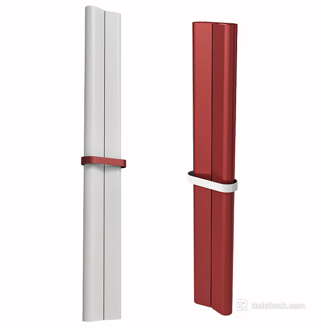 Modern Wall Lamps With White And Red Sleek Design And Decorative Metal Bands 3d model 