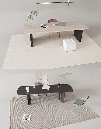Office desk and chair study desk and chair combination 3d model